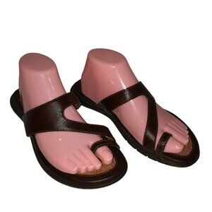 boc Born Concept Womens Size 9 M Brown Open Toe Slides Slip On Flat Sandals